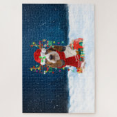 Basset Hound dog met kerstcadeaus Legpuzzel (Verticaal)
