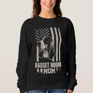 Basset Hound Dog Mom Amerikaanse vlag geschenken v Trui