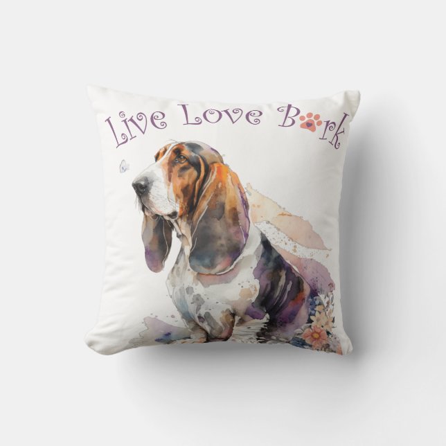 Basset Hound Dog Mom Floral Kussen (Voorkant)