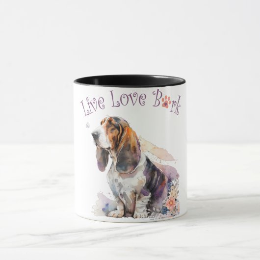Basset Hound Dog Mom Floral Mok (Midden)