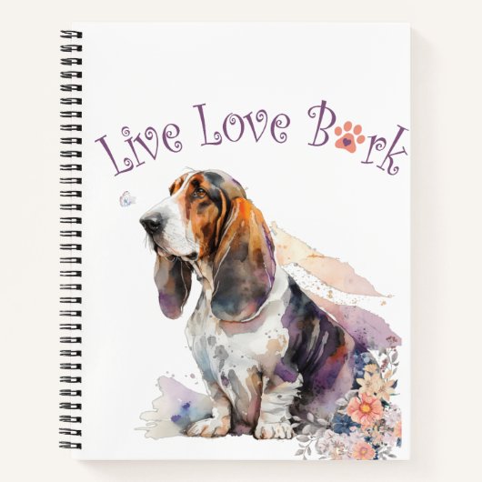 Basset Hound Dog Mom Floral Notitieboek (Voorkant)
