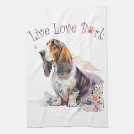 Basset Hound Dog Mom Floral Theedoek