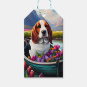 Basset Hound Dog op een peddel: Een Schilderachtig Cadeaulabel (Voorkant)