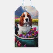 Basset Hound Dog op een peddel: Een Schilderachtig Cadeaulabel (Achterkant)