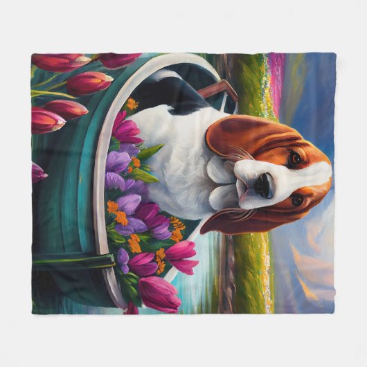 Basset Hound Dog op een peddel: Een Schilderachtig Fleece Deken (Voorkant (Horizontaal))