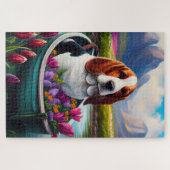 Basset Hound Dog op een peddel: Een Schilderachtig Legpuzzel (Horizontaal)