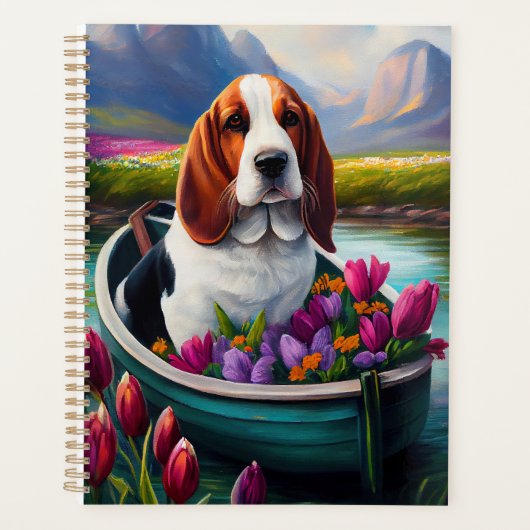 Basset Hound Dog op een peddel: Een Schilderachtig Planner (Voorkant)