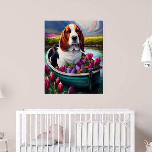 Basset Hound Dog op een peddel: Een Schilderachtig Poster (Kinderkamer 2)