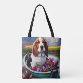 Basset Hound Dog op een peddel: Een Schilderachtig Tote Bag (Achterkant)
