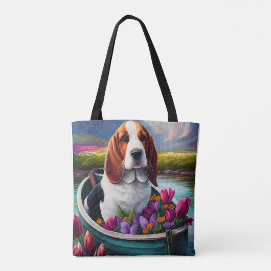 Basset Hound Dog op een peddel: Een Schilderachtig Tote Bag (Achterkant)