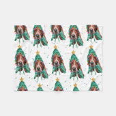Basset Hound Dog Pattern Christmas Fleece Deken (Voorkant (Horizontaal))