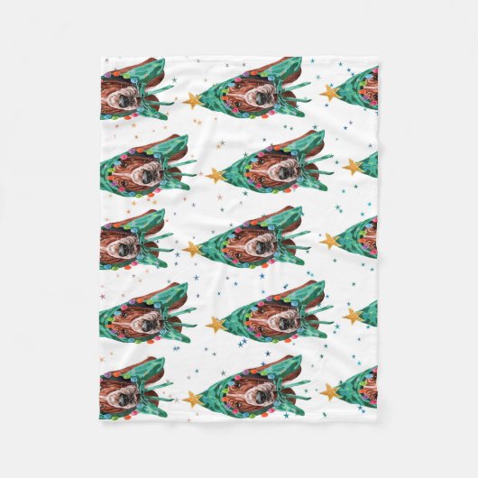 Basset Hound Dog Pattern Christmas Fleece Deken (Voorkant)