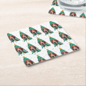 Basset Hound Dog Pattern Christmas Kartonnen Onderzetters (Schuin)