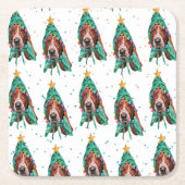 Basset Hound Dog Pattern Christmas Kartonnen Onderzetters (Voorkant)