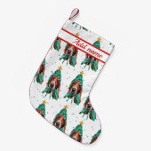 Basset Hound Dog Pattern Christmas Kleine Kerstsok (Voorkant (Hangend))