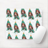 Basset Hound Dog Pattern Christmas Muismat (Met muis)