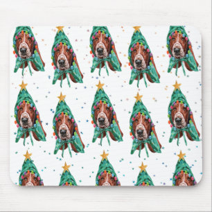 Basset Hound Dog Pattern Christmas Muismat