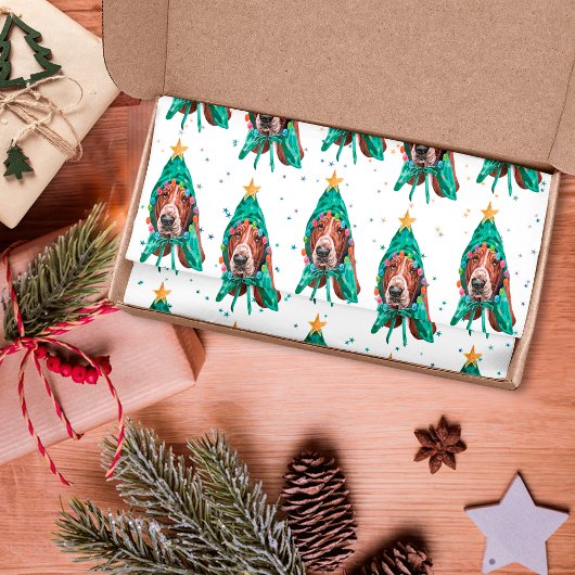 Basset Hound Dog Pattern Christmas Tissuepapier