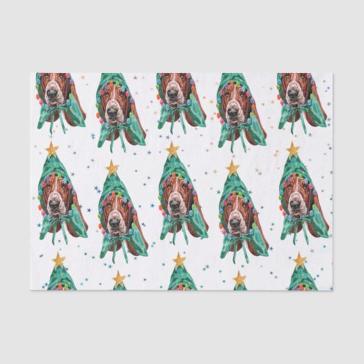 Basset Hound Dog Pattern Christmas Tissuepapier (Voorkant)