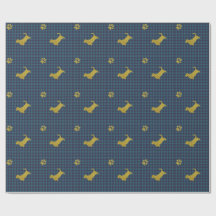 Basset Hound Dog Paw Blue Gift Wrapping paper