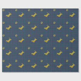Basset Hound Dog Paw Blue Gift Wrapping paper Cadeaupapier