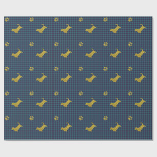 Basset Hound Dog Paw Blue Gift Wrapping paper Cadeaupapier