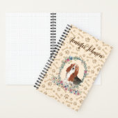 Basset Hound Dog Paw Print & Floral Cute Notitiebo Notitieboek (Binnen)