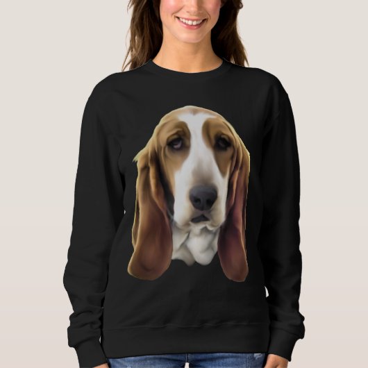 Basset Hound Dog Portrait Print Trui (Voorkant)