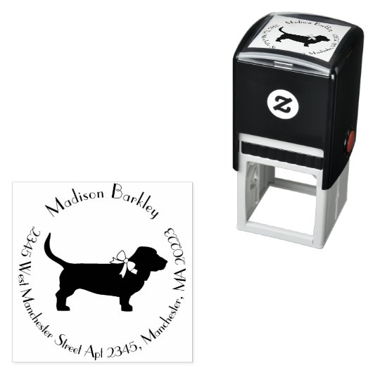 Basset Hound Dog Puppy Zelfinktende Stempel (In situ)