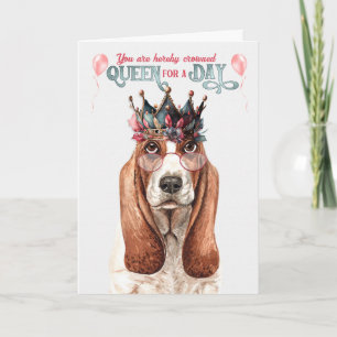 Basset Hound Dog Queen voor een dag grappige verja Kaart