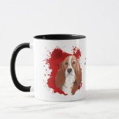 Basset Hound Dog Red Abstracte achtergrond Mok (Links)