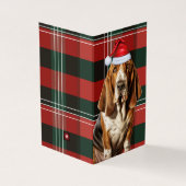Basset Hound Dog Red en Green Plaid Holiday Kaart (Buitenkant)