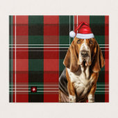 Basset Hound Dog Red en Green Plaid Holiday Kaart (Buitenkant ongevouwen)