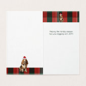 Basset Hound Dog Red en Green Plaid Holiday Kaart (Binnenkant ongevouwen)