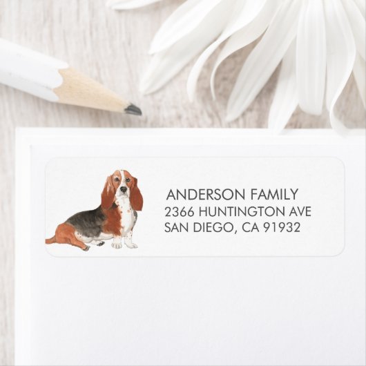 Basset Hound Dog Return Address Label (Insitu)