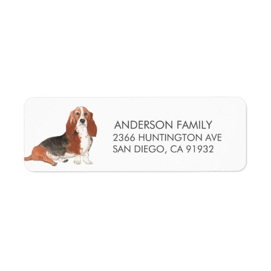 Basset Hound Dog Return Address Label (Voorkant)
