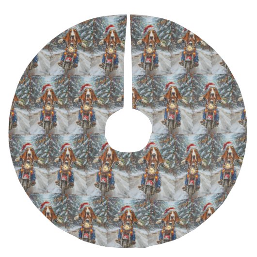 Basset Hound Dog Riding Motorcycle Kerstmis Kerstboom Rok (Voorkant)