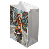 Basset Hound Dog Riding Motorcycle Kerstmis Medium Cadeauzakje (Voorkant Gekanteld)