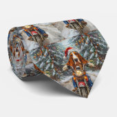 Basset Hound Dog Riding Motorcycle Kerstmis Stropdas (Opgerold)