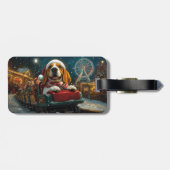 Basset Hound Dog Roller Onderzetter Kerst Bagagelabel (Achterkant horizontaal)