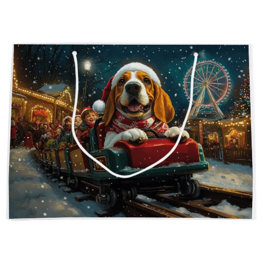 Basset Hound Dog Roller Onderzetter Kerst Groot Cadeauzakje (Voorkant)