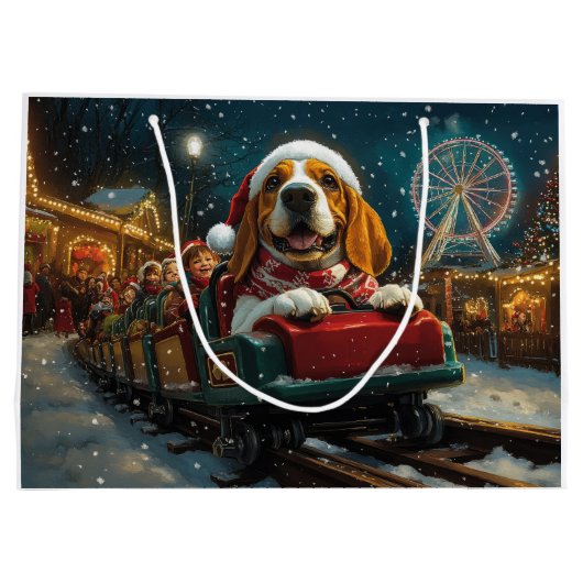 Basset Hound Dog Roller Onderzetter Kerst Groot Cadeauzakje (Achterkant)