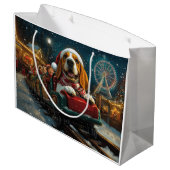 Basset Hound Dog Roller Onderzetter Kerst Groot Cadeauzakje (Achterkant Gekanteld)