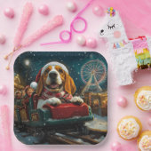 Basset Hound Dog Roller Onderzetter Kerst Papieren Bordje (Feest)