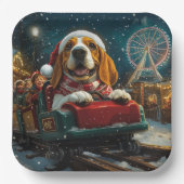 Basset Hound Dog Roller Onderzetter Kerst Papieren Bordje (Voorkant)