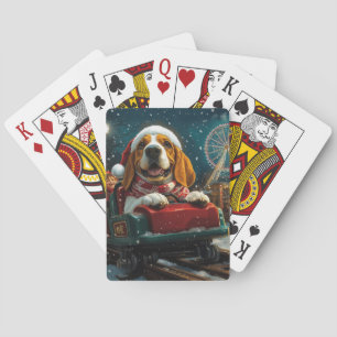 Basset Hound Dog Roller Onderzetter Kerst Pokerkaarten