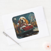 Basset Hound Dog Roller Onderzetter Kerst Vierkante Sticker (Envelop)