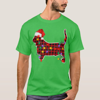 Basset Hound Dog Santa Hat kerstlampjes Pajama T-shirt