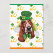 Basset Hound Dog Shamrock St. Patricks Day Feestdagenkaart (Voorkant)