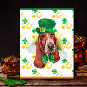 Basset Hound Dog Shamrock St. Patricks Day Feestdagenkaart